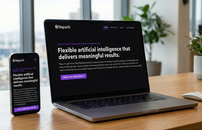 Napa AI website shown on a laptop and smartphone, demonstrating responsive design